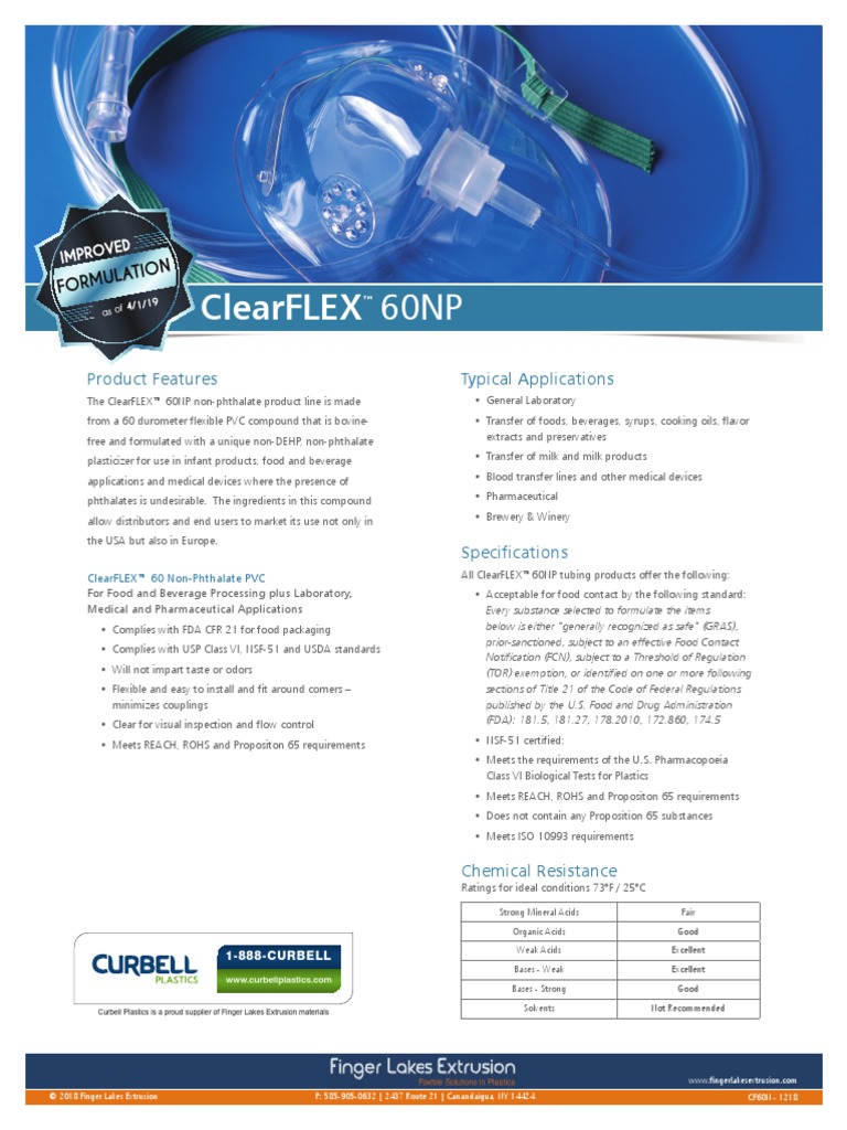 Clear FLEX™ 60 N | PDF | Food And Drug Administration | Polyvinyl Chloride