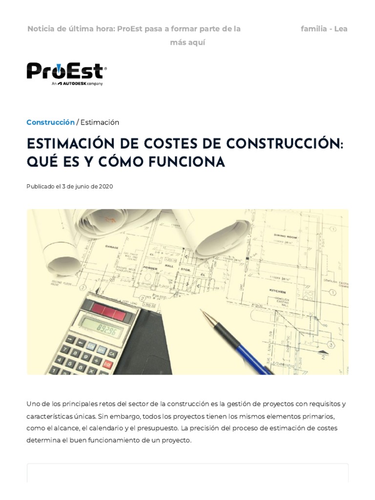 Estimación de Costes de Construcción - Qué Es y Cómo Funciona - ProEst ...