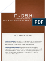 Iit - Delhi: Admission Procedure PH. D., M. TECH., M.S. (R), M. DES. AND M. SC. Programmes