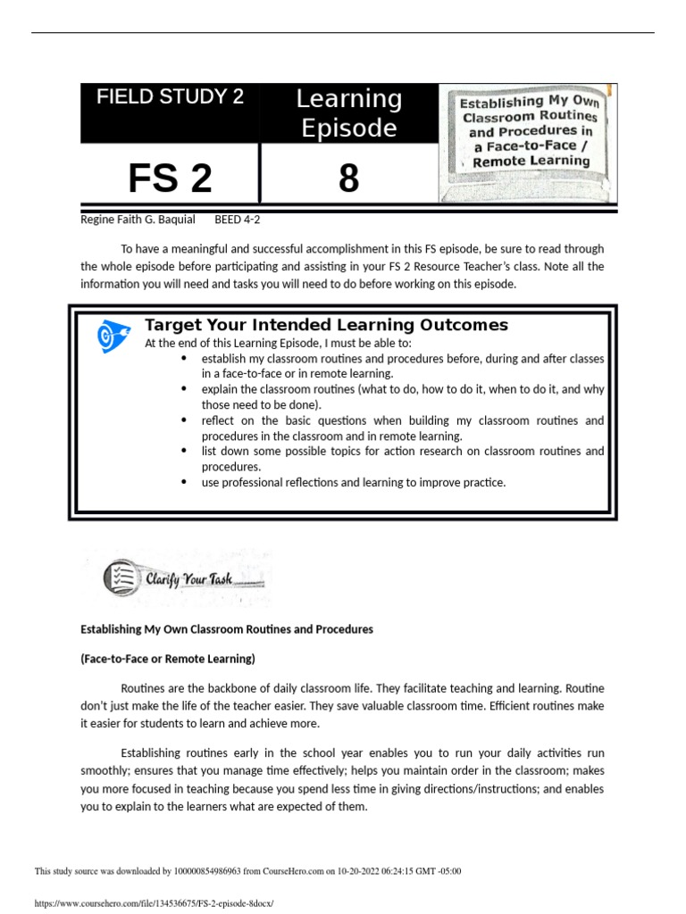 FS 2 Episode 8 | PDF | Classroom | Teaching Method