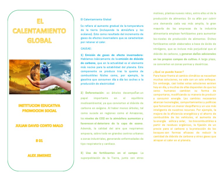 El Calentamiento Global | PDF | Dióxido de carbono | Gases de efecto ...