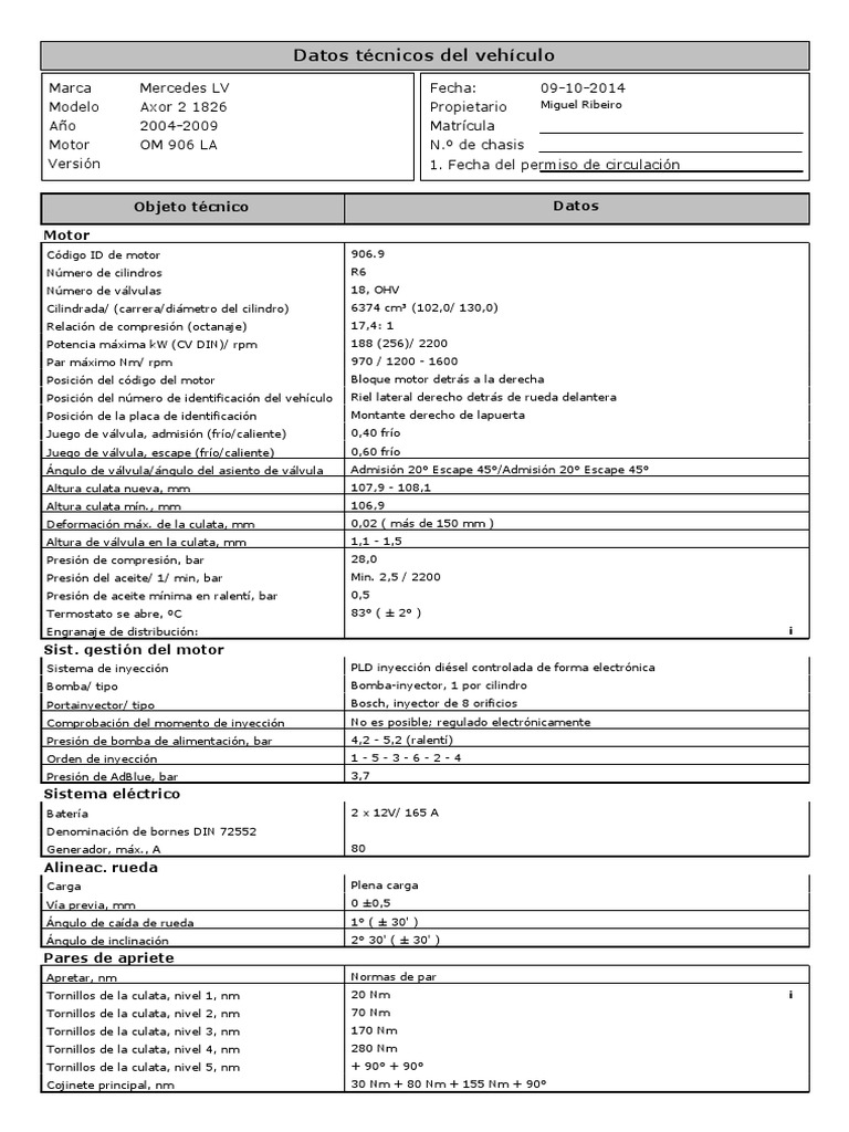 OM906LA | PDF | Inyección de combustible | Tornillo