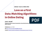 Finding Love On A First Data: Matching Algorithms in Online Dating