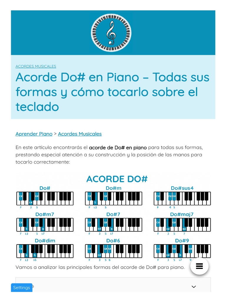 ACORDE DO# en PIANO | PDF | Acorde (Música) | Mano