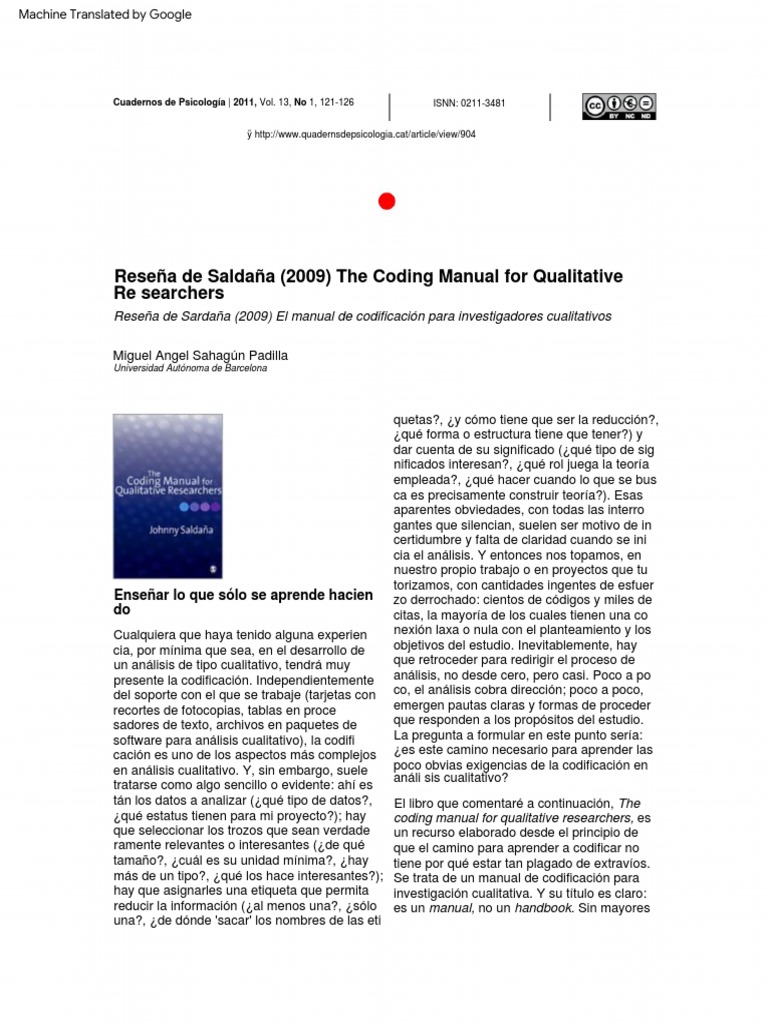 Reseña del Manual de Codificación de Saldaña | PDF | Sicología | Software