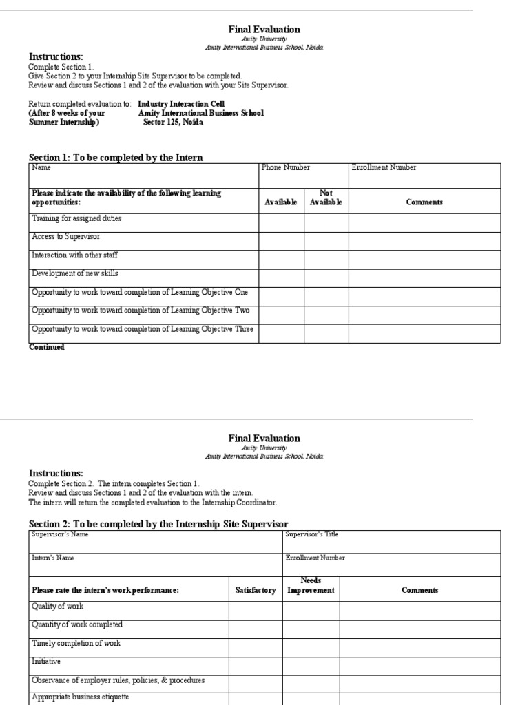Final Evaluation Form | PDF