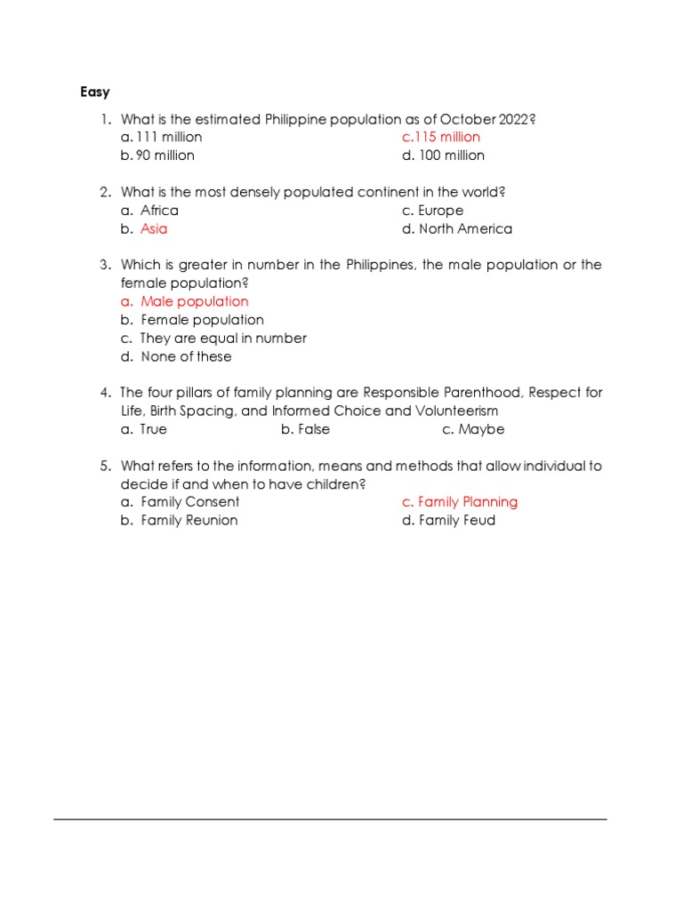 Popdev Quiz PDF Infant Mortality Family Planning