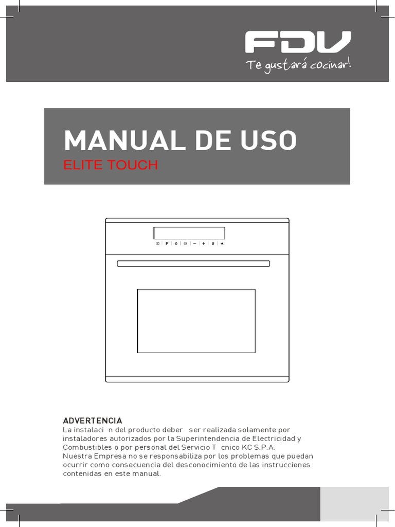 Manual de Uso Horno Elite Touch | PDF | Lentes | Estufa de cocina