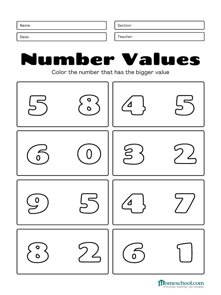 Prek K Number Value Worksheets | PDF