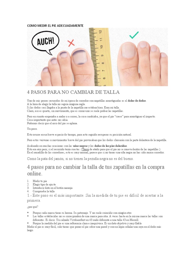Como Medir El Pie Adecuadamente PDF Zapato Calzado