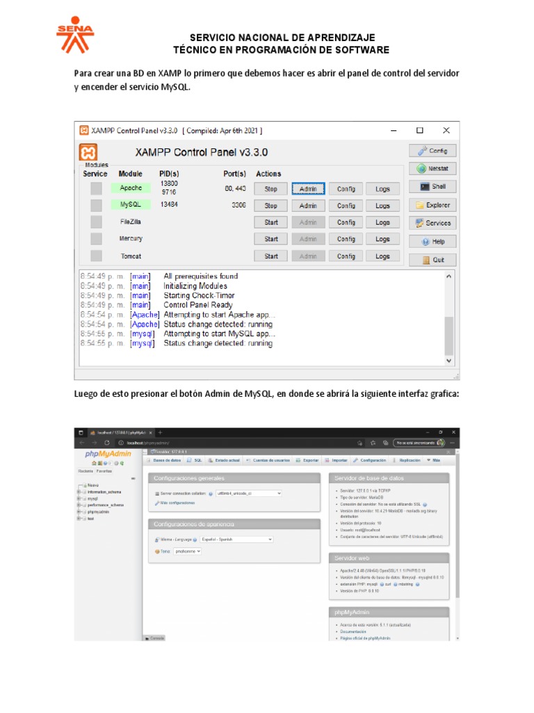 Crear Base de Datos en XAMPP MySQL | PDF