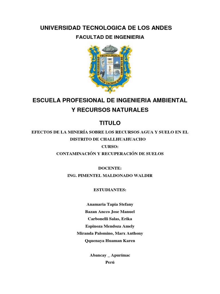 Efectos de la Minería en Agua y Suelo | PDF | Minería | Agua subterránea