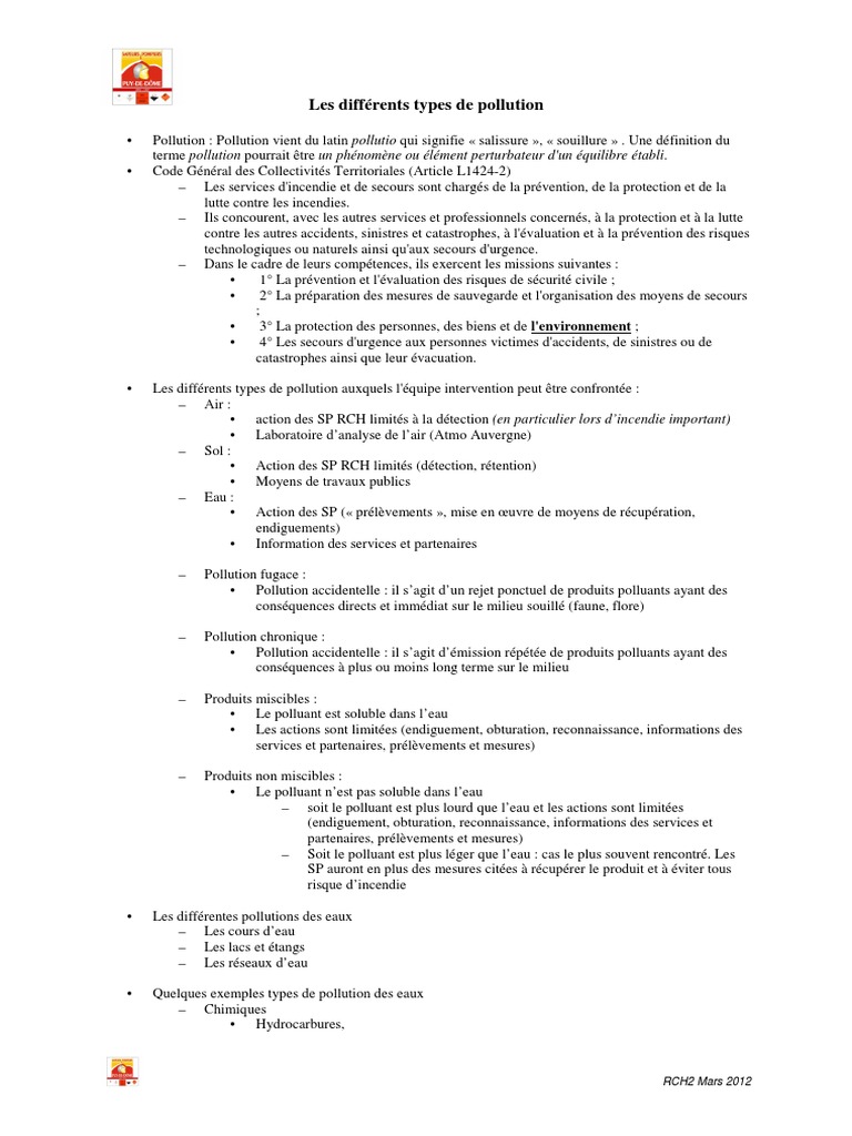 Types de pollution et interventions SP | PDF | la pollution | Eau