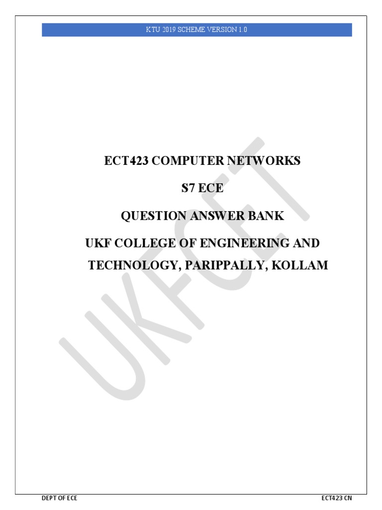 KTU 2019 Computer Networks Question Bank An Extensive Collection of Questions and Answers on