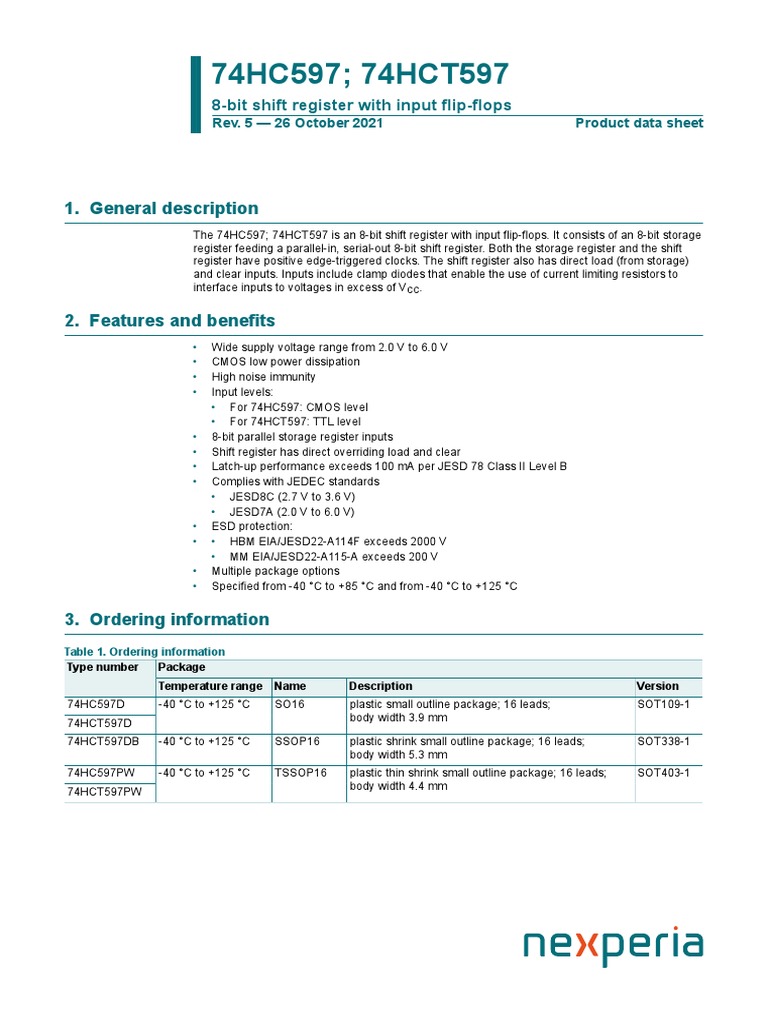 74HC HCT597 | PDF | Integrated Circuit | Electrical Engineering