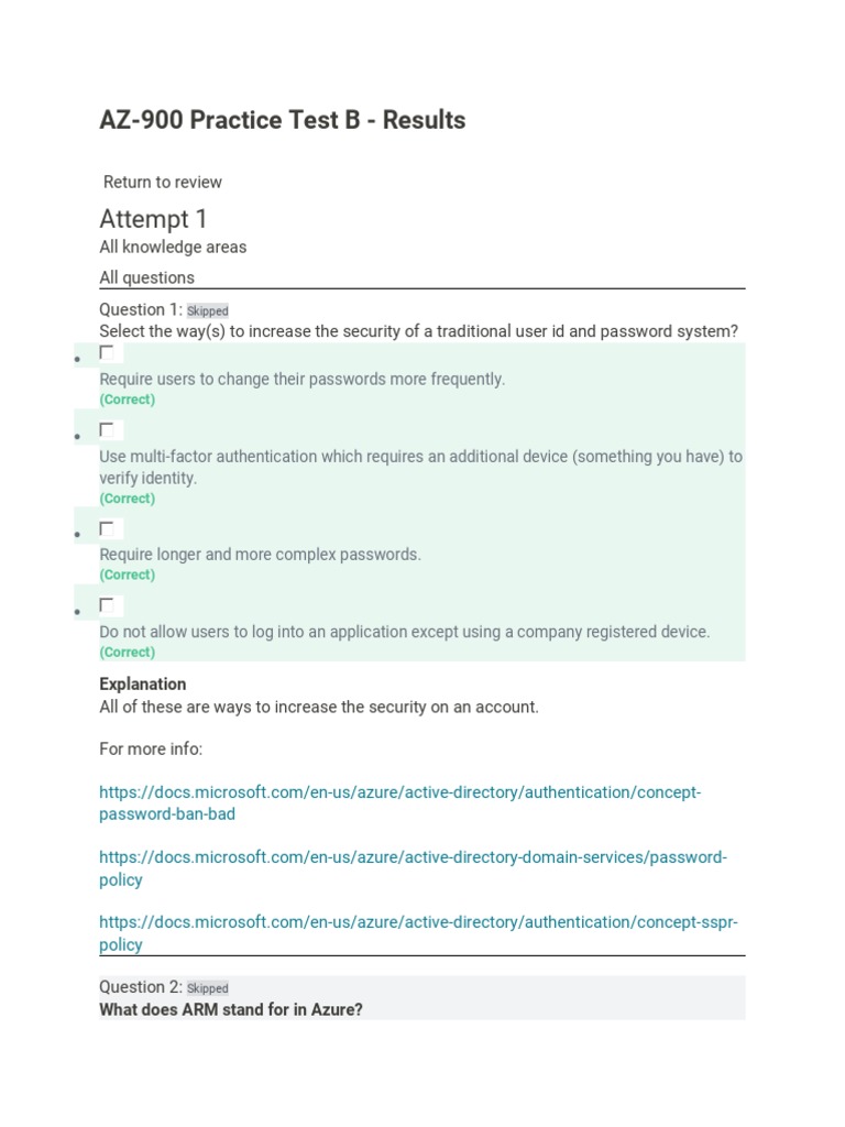 Azure Fundamentals Practice Test Results | PDF | Cloud Computing ...