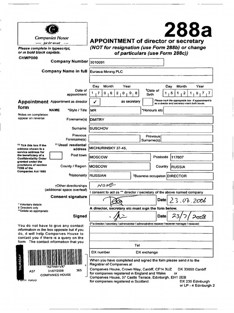 Companies House DocumentNombramientosuschov PDF