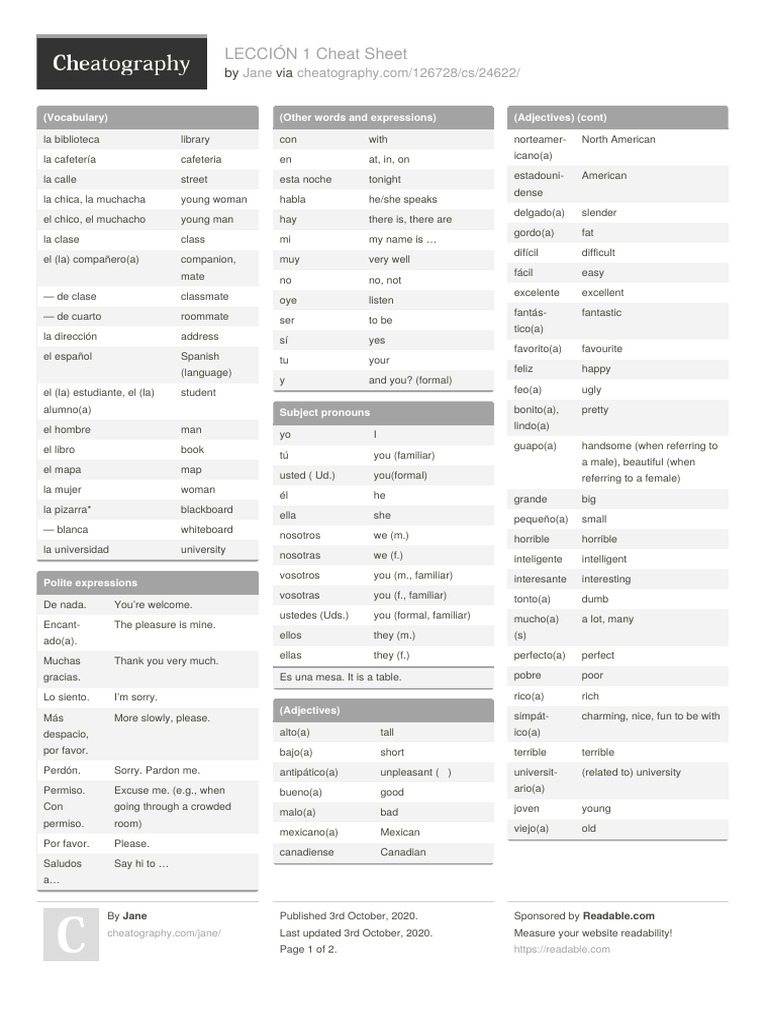 Jane Leccion 1 | PDF | Grammatical Gender | Linguistic Morphology