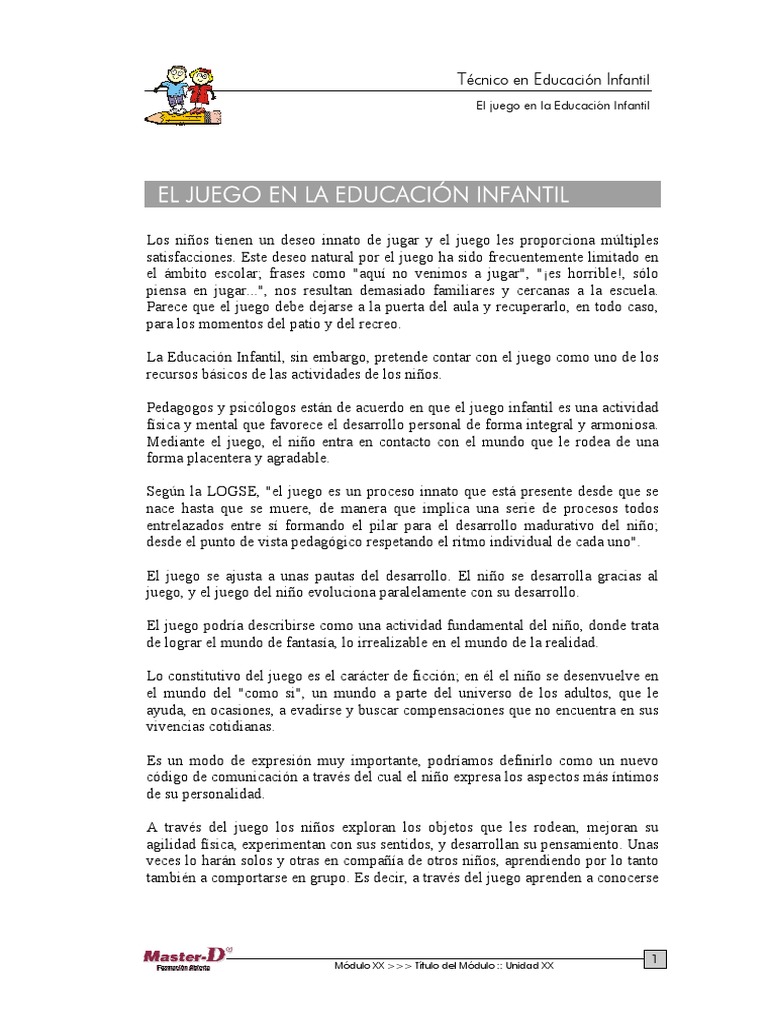 El Juego como Herramienta Educativa Infantil | PDF | Educación de la ...