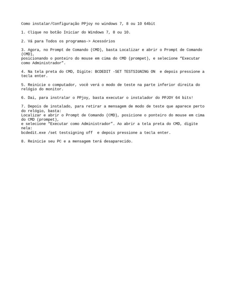 Instalação do PPjoy no Windows 7/10 64 bits | PDF