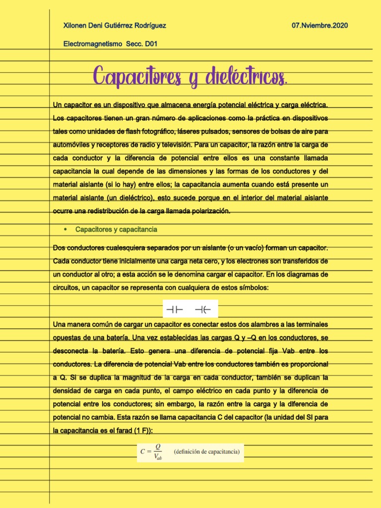 Capacitores y Dieléctricos | PDF | Condensador | Dieléctrico