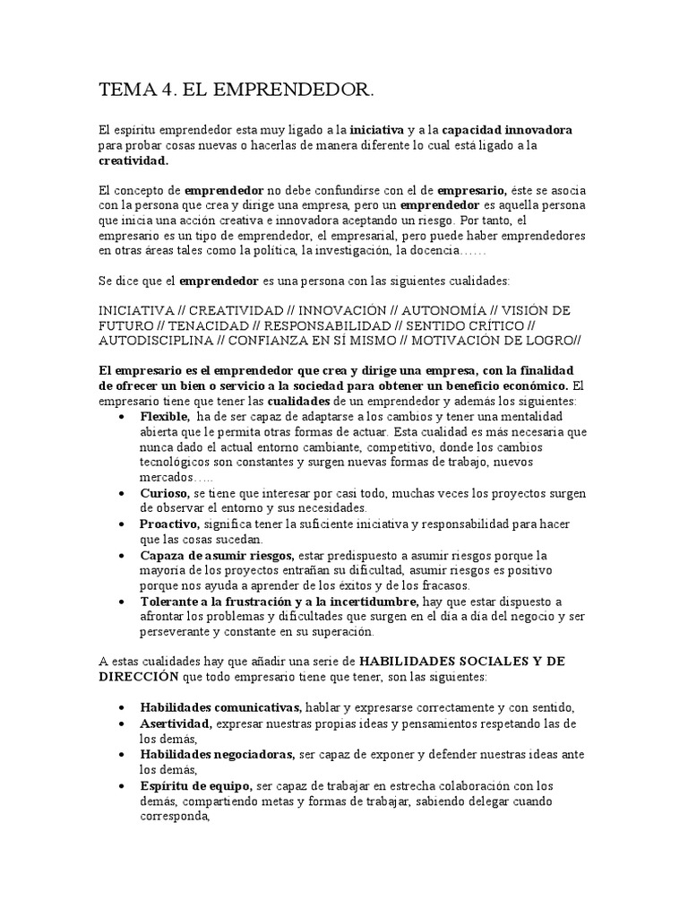 Espíritu Emprendedor y sus Cualidades | PDF