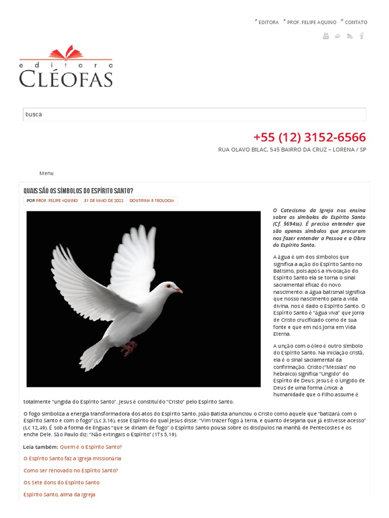 Quais São Os Símbolos Do Espírito Santo - Cléofas | PDF | Espírito ...
