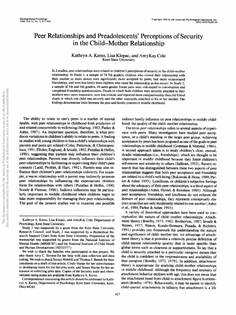 Child Peer Relationships Examples