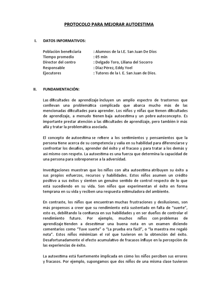 Estrategias para Mejorar la Autoestima Escolar | PDF | Autoestima ...