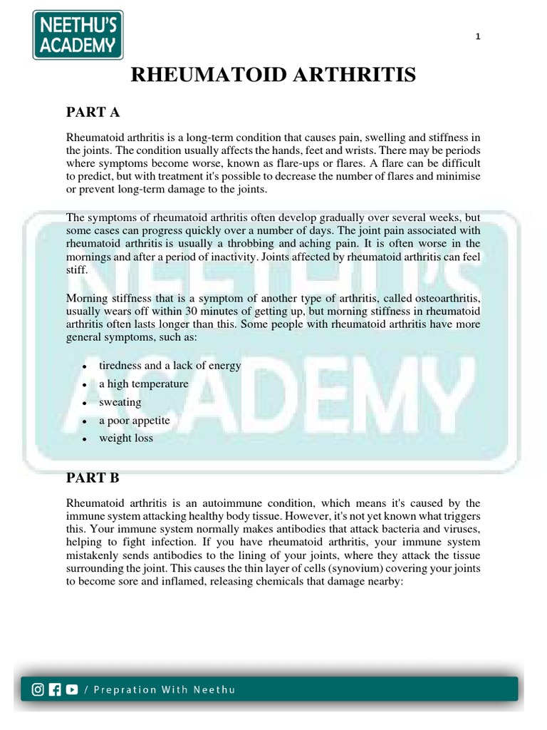 Rheumatoid Arthritis PDF Arthritis Rheumatoid Arthritis