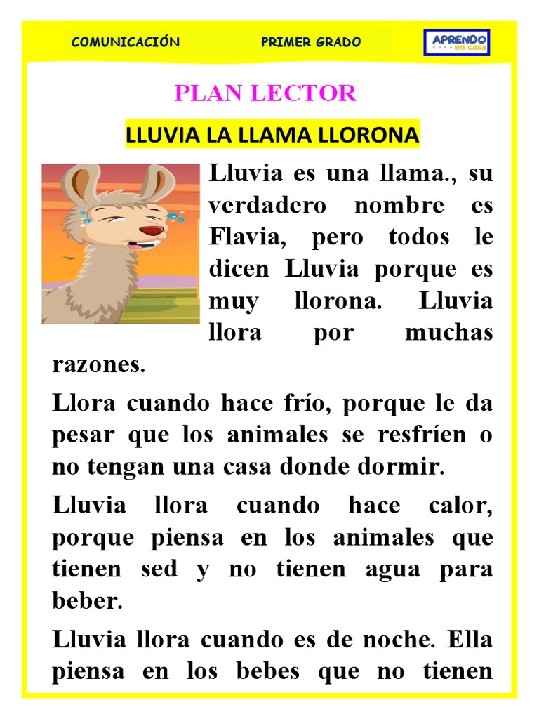 Lluvia, la llama llorona: cuento infantil | PDF