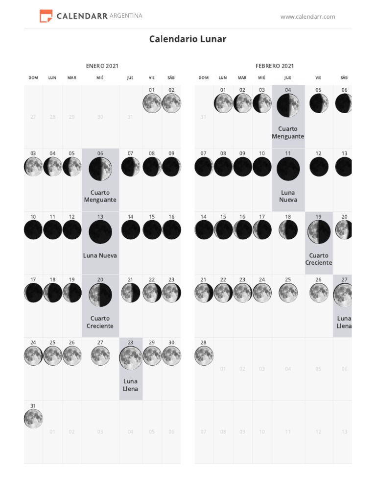 Calendario Lunar 2021 PDF