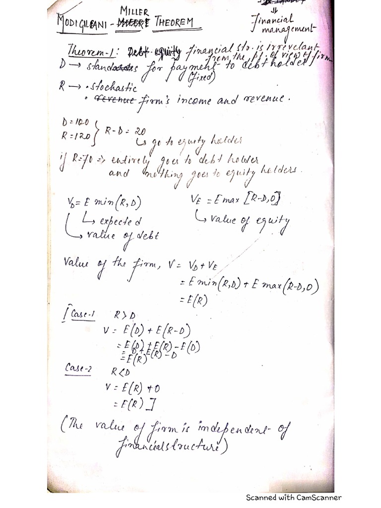 Modigliani Miller Theorem | PDF