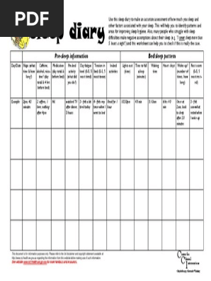 Sleep Worksheet - 01 - Sleep Diary