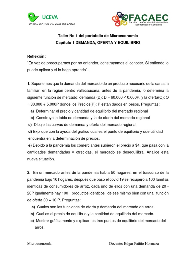 Análisis de Demanda y Oferta en Microeconomía | PDF | Oferta (economía ...