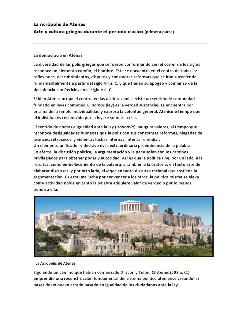La Acrópolis de Atenas - Período Clásico (Primera Parte) | PDF ...