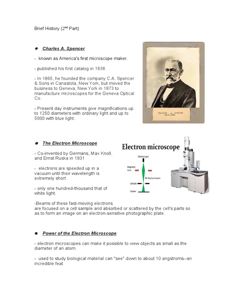 Evolution of Microscopes: Spencer to Ruska | PDF | Science & Mathematics