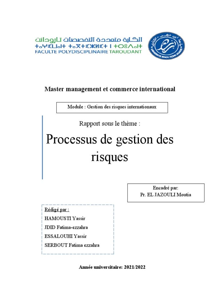 Processus de gestion des risques internationaux | PDF | Risque ...