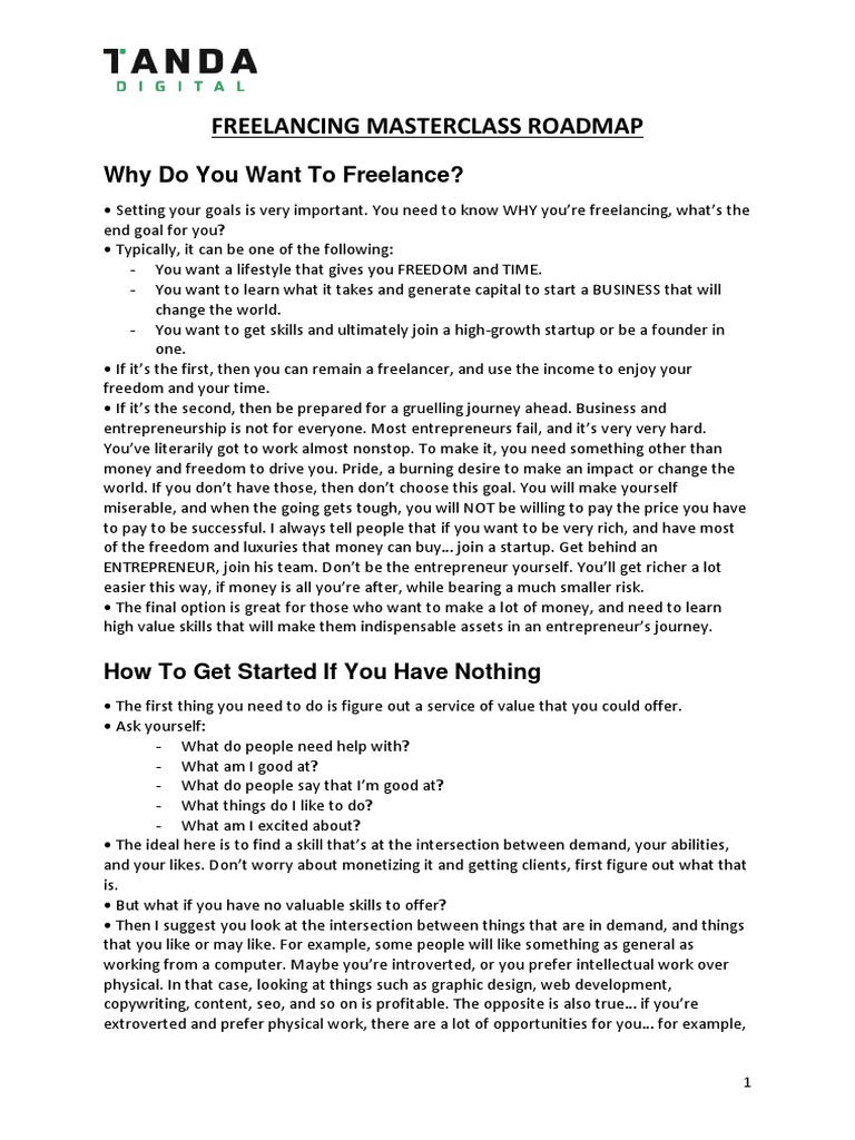Freelancing Masterclass Roadmap Pdf Sales Mindset