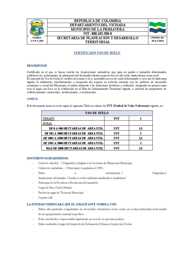 Certificado Del Uso Del Suelo Pdf