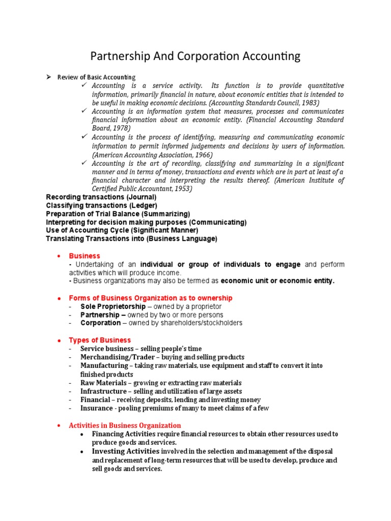 Partnership and Corporation Accounting Guide | PDF | Partnership ...