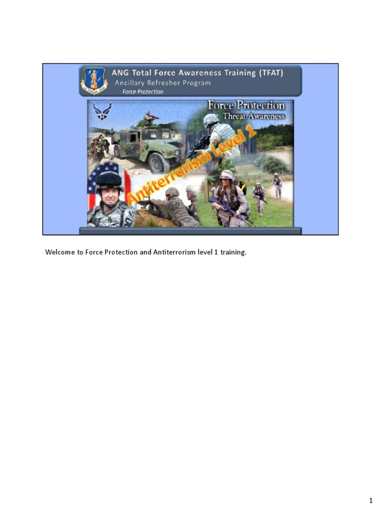 Force protection and antiterrorism level 1 training pdf