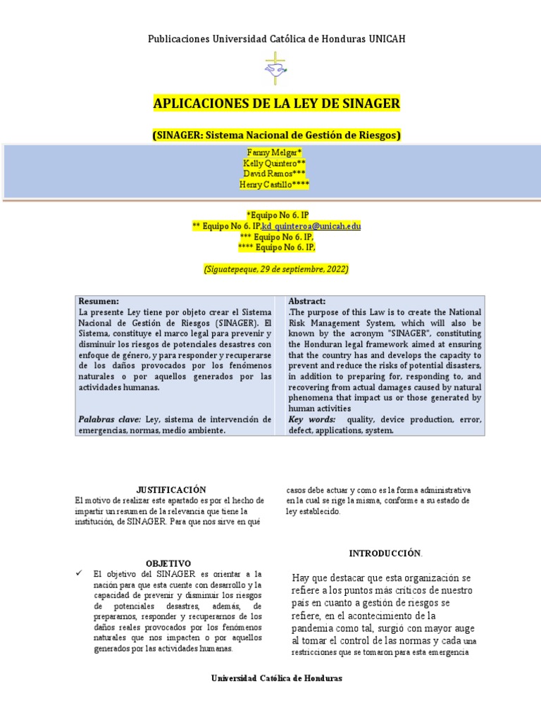 Aplicaciones de la Ley de SINAGER en Honduras | PDF | Presupuesto ...