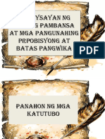Kasaysayan NG Wikang Pambansa at Mga Pangunahing Prpobisyong