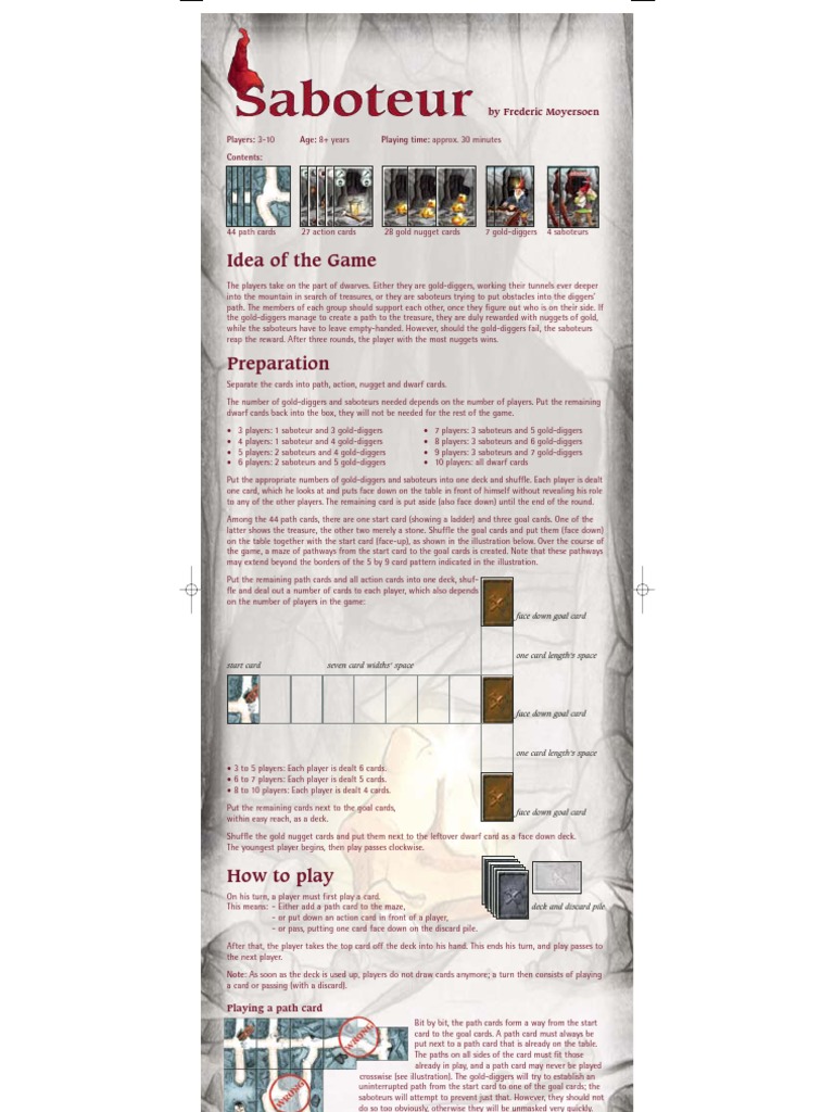 Saboteur US Rules | PDF | Maze | Consumer Goods