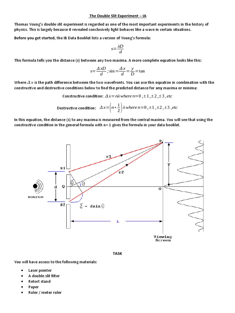 Double Slit IA (Experiment) | PDF | Teaching Methods & Materials