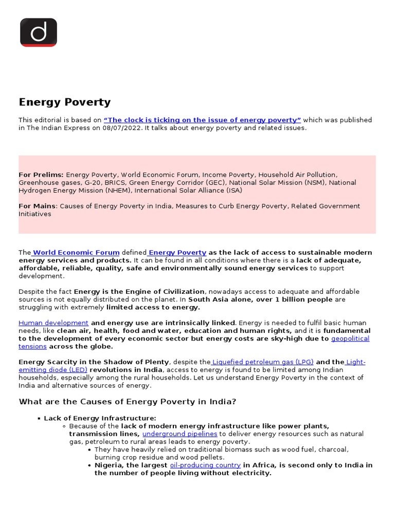 Energy Poverty "The Clock Is Ticking On The Issue of Energy Poverty