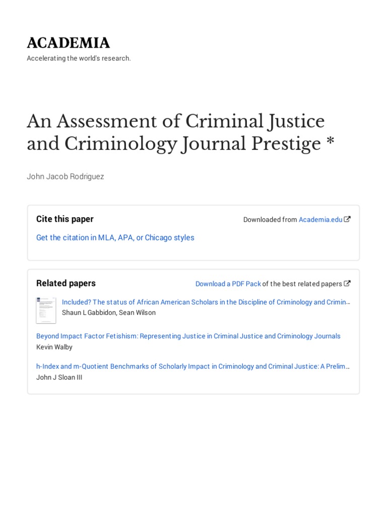 An Assessment of Criminal Justice and Criminology Journal Prestige ...