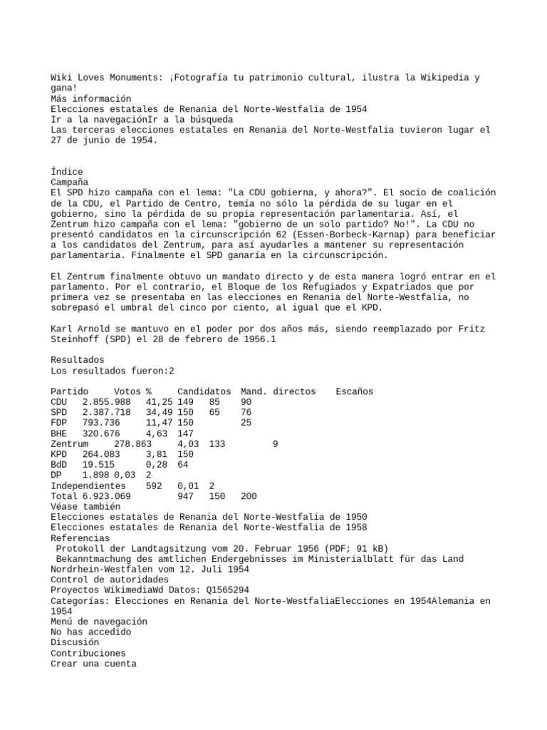 Elecciones Estatales de Renania Del NorteWestfalia de 1954 PDF