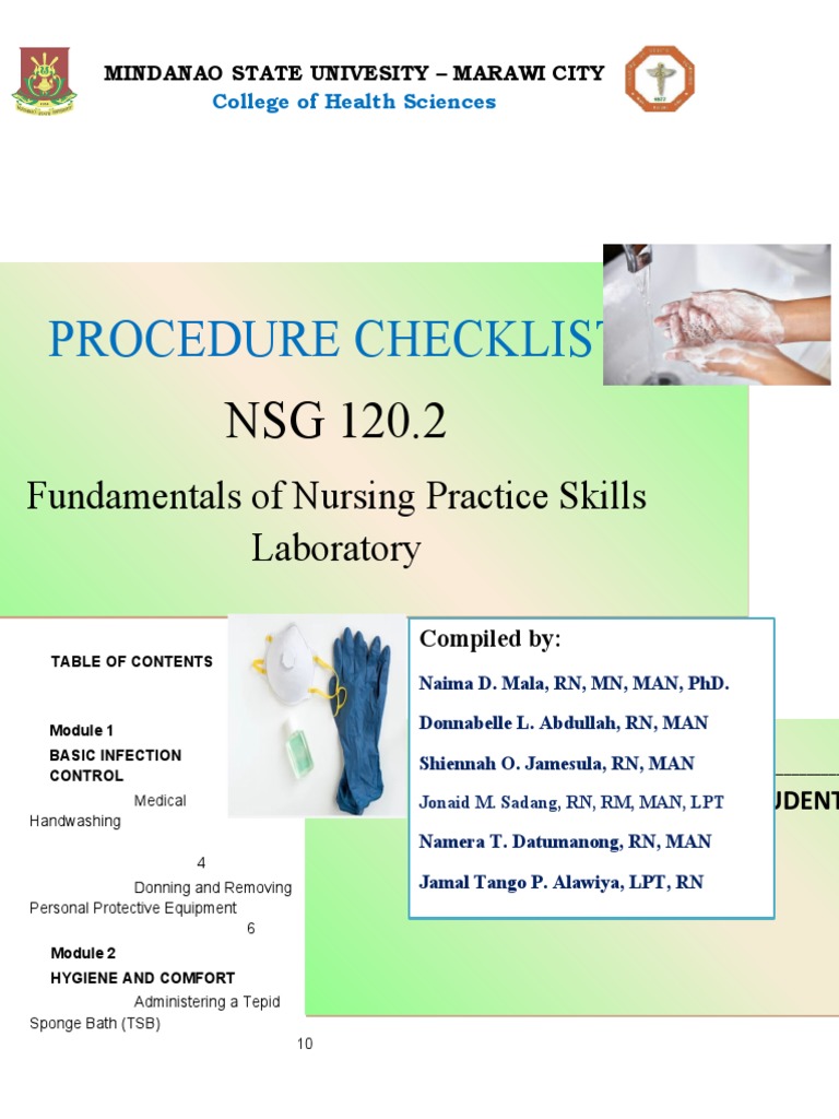 Nursing Skills Procedure Checklist | PDF | Hand Washing | Toothbrush